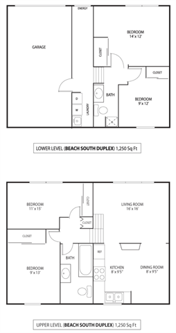 Floor plan for 3 beds, 1.8 baths, 1440 sqft